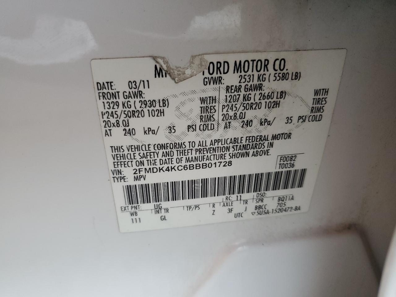 Photo 11 VIN: 2FMDK4KC6BBB01728 - FORD EDGE 