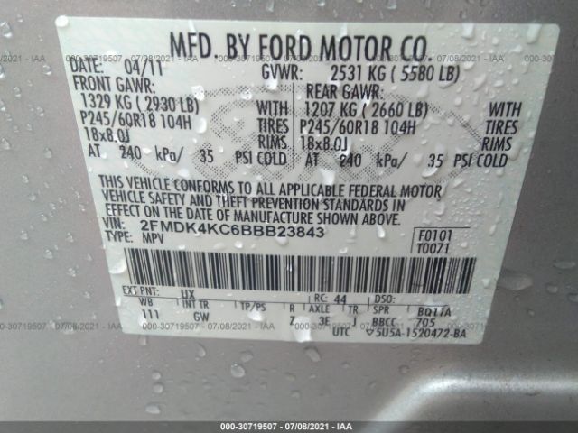 Photo 8 VIN: 2FMDK4KC6BBB23843 - FORD EDGE 