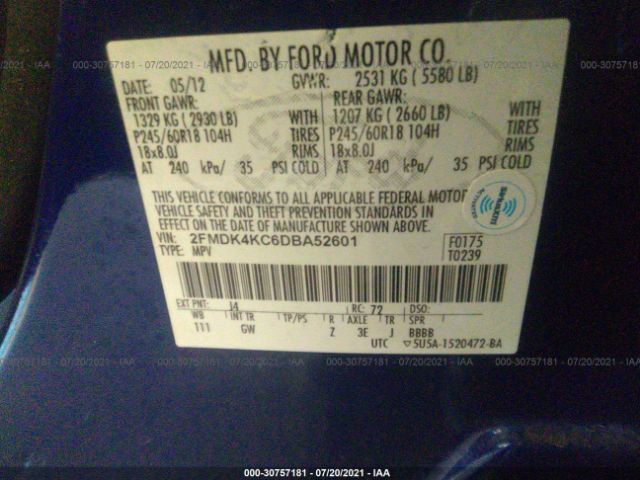 Photo 8 VIN: 2FMDK4KC6DBA52601 - FORD EDGE 