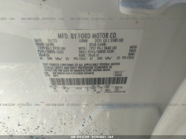 Photo 8 VIN: 2FMDK4KC6DBE30402 - FORD EDGE 