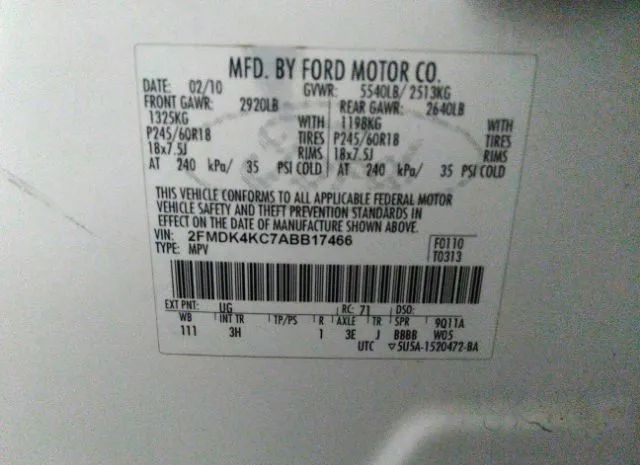 Photo 8 VIN: 2FMDK4KC7ABB17466 - FORD EDGE 