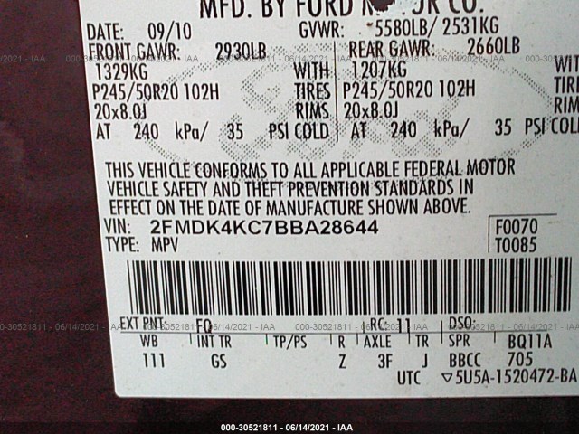 Photo 8 VIN: 2FMDK4KC7BBA28644 - FORD EDGE 