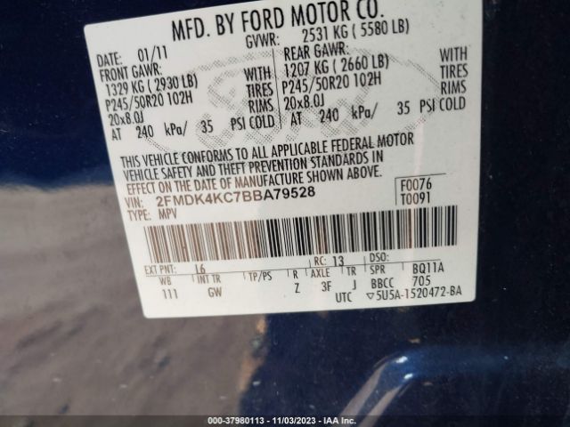 Photo 8 VIN: 2FMDK4KC7BBA79528 - FORD EDGE 