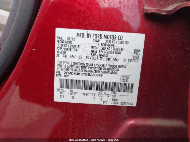 Photo 8 VIN: 2FMDK4KC7DBA03679 - FORD EDGE 