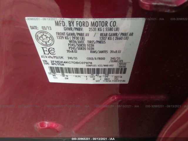 Photo 8 VIN: 2FMDK4KC7DBC07978 - FORD EDGE 