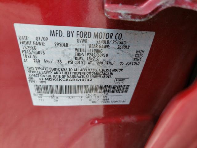 Photo 9 VIN: 2FMDK4KC8ABA19742 - FORD EDGE LIMIT 