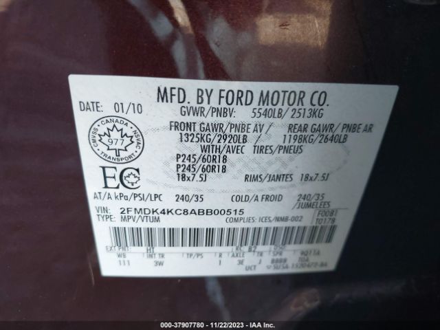 Photo 8 VIN: 2FMDK4KC8ABB00515 - FORD EDGE 