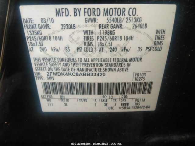 Photo 8 VIN: 2FMDK4KC8ABB33420 - FORD EDGE 