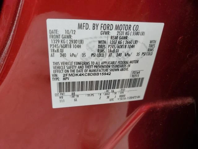 Photo 12 VIN: 2FMDK4KC8DBB15942 - FORD EDGE LIMIT 