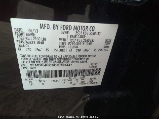 Photo 8 VIN: 2FMDK4KC8DBC53447 - FORD EDGE 