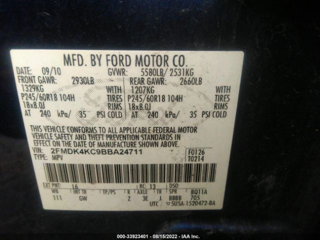 Photo 8 VIN: 2FMDK4KC9BBA24711 - FORD EDGE 