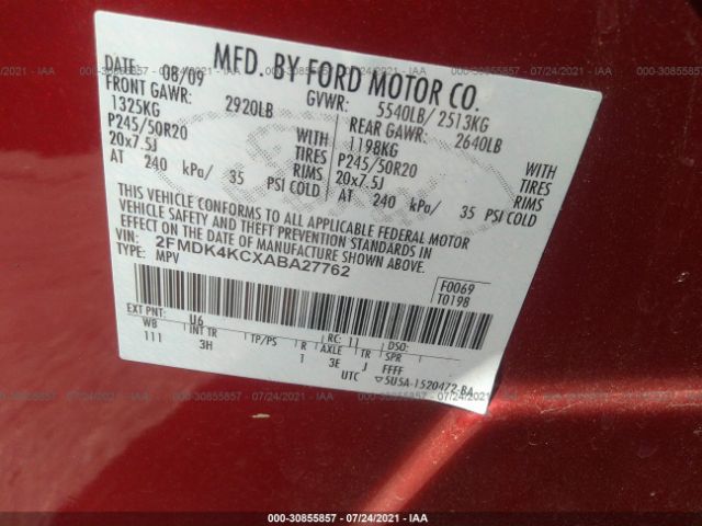 Photo 8 VIN: 2FMDK4KCXABA27762 - FORD EDGE 