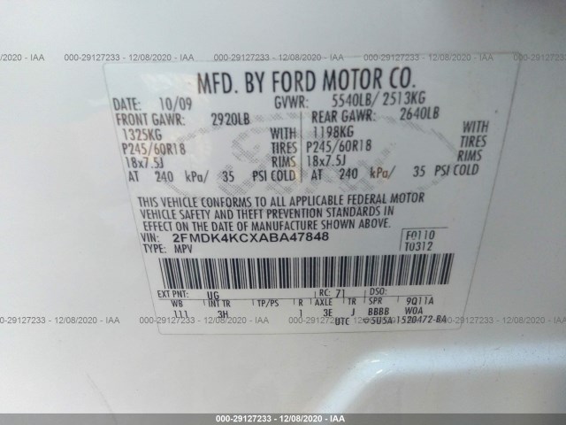 Photo 8 VIN: 2FMDK4KCXABA47848 - FORD EDGE 