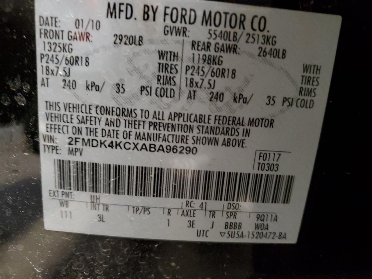 Photo 12 VIN: 2FMDK4KCXABA96290 - FORD EDGE 