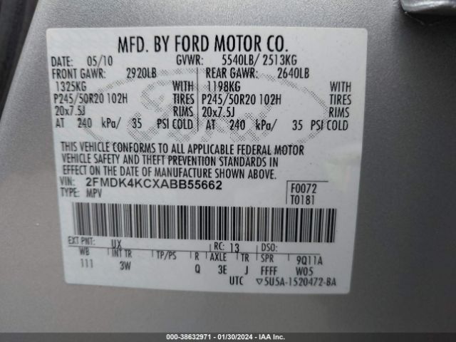 Photo 8 VIN: 2FMDK4KCXABB55662 - FORD EDGE 