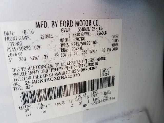 Photo 9 VIN: 2FMDK4KCXBBA42070 - FORD EDGE LIMIT 