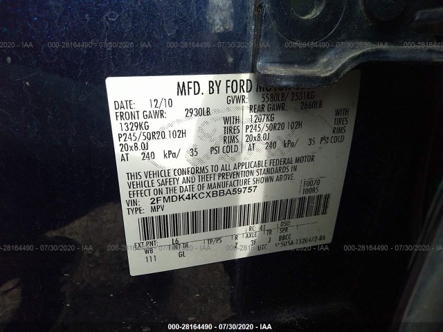 Photo 8 VIN: 2FMDK4KCXBBA59757 - FORD EDGE 