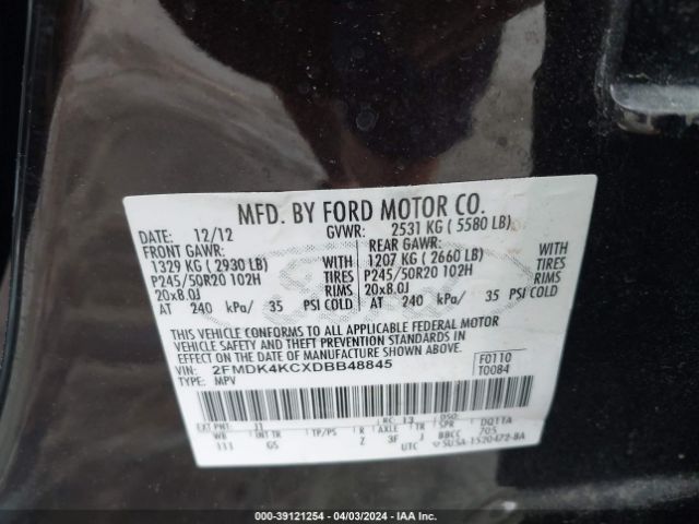 Photo 8 VIN: 2FMDK4KCXDBB48845 - FORD EDGE 