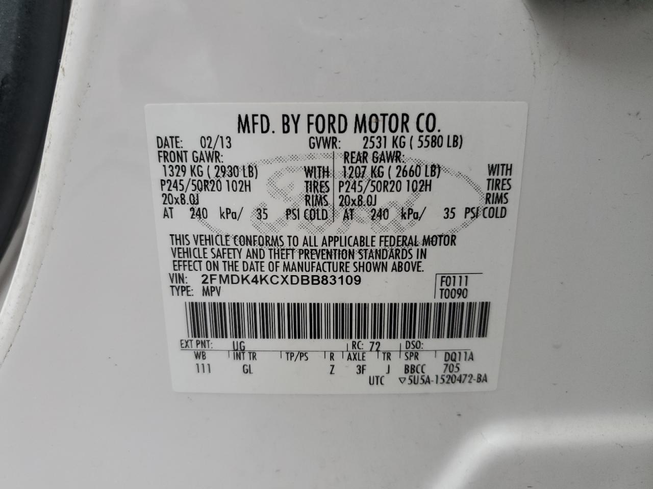 Photo 12 VIN: 2FMDK4KCXDBB83109 - FORD EDGE 