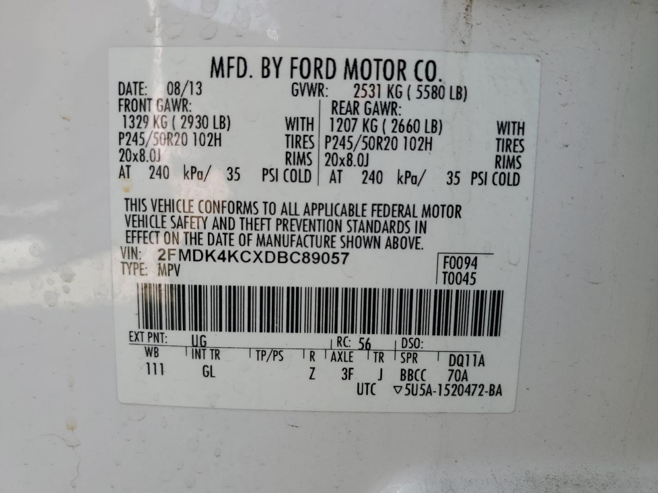 Photo 11 VIN: 2FMDK4KCXDBC89057 - FORD EDGE 