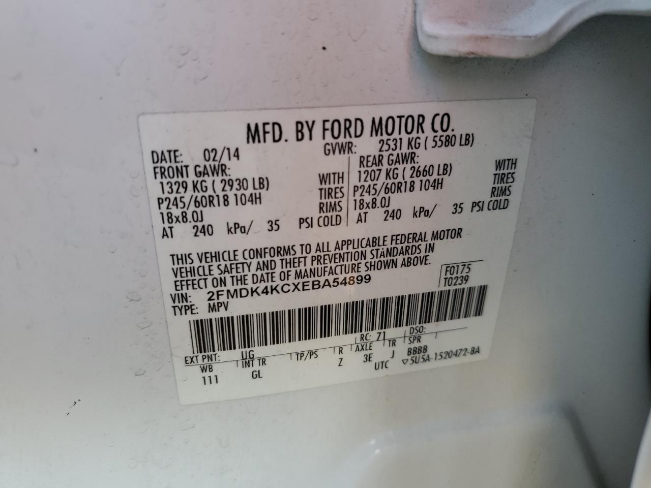 Photo 12 VIN: 2FMDK4KCXEBA54899 - FORD EDGE 