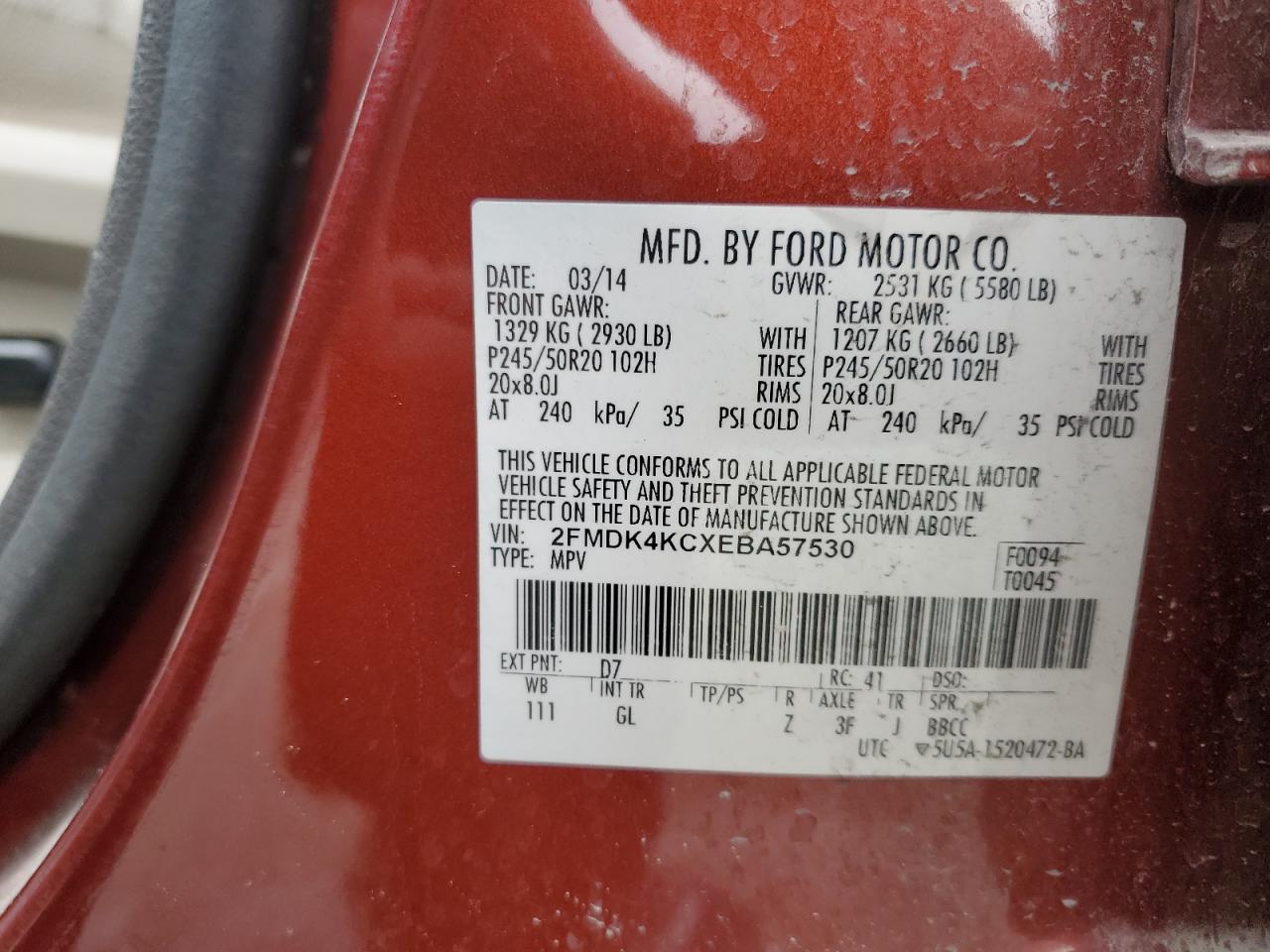 Photo 11 VIN: 2FMDK4KCXEBA57530 - FORD EDGE 