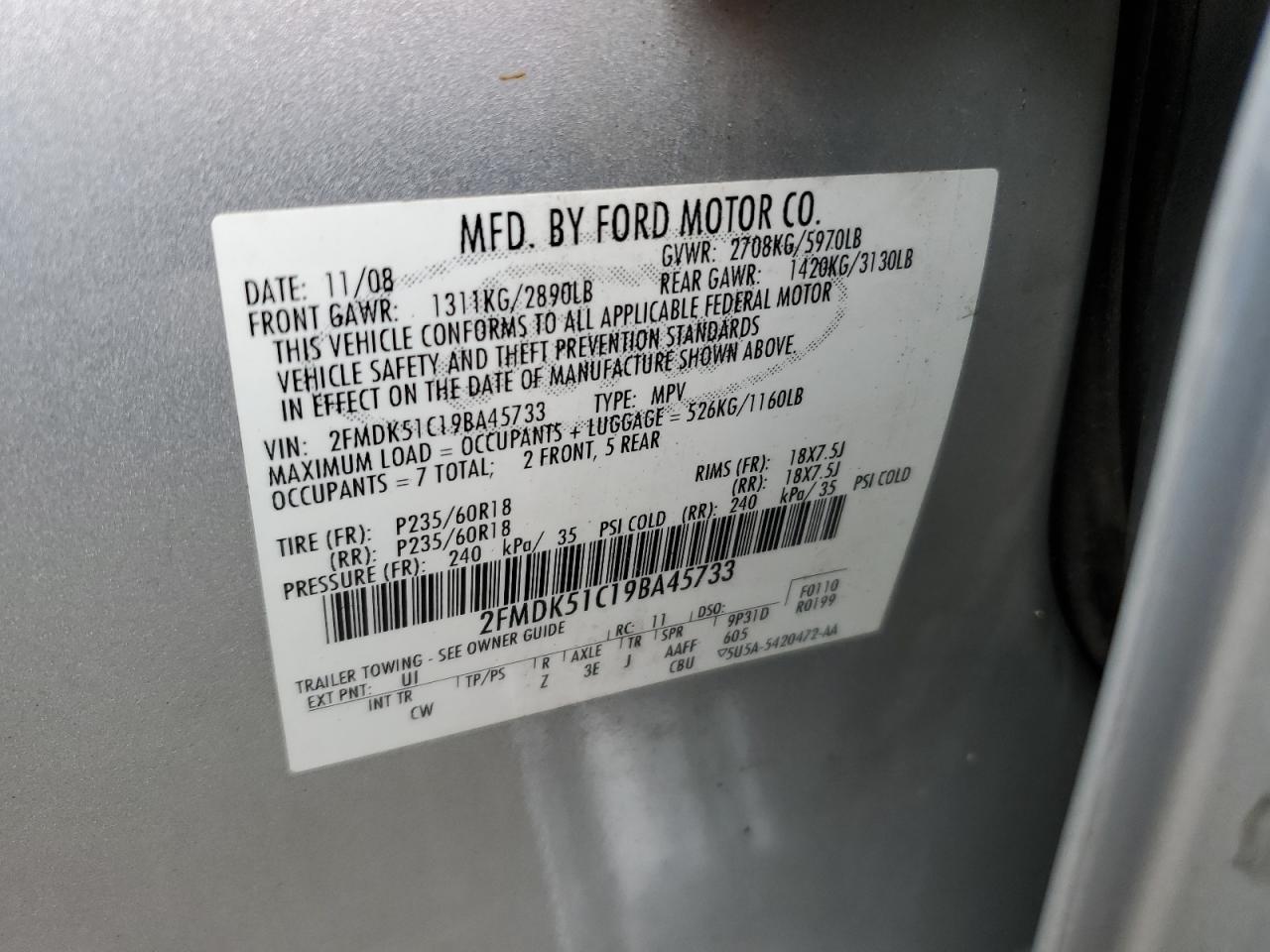 Photo 13 VIN: 2FMDK51C19BA45733 - FORD FLEX 