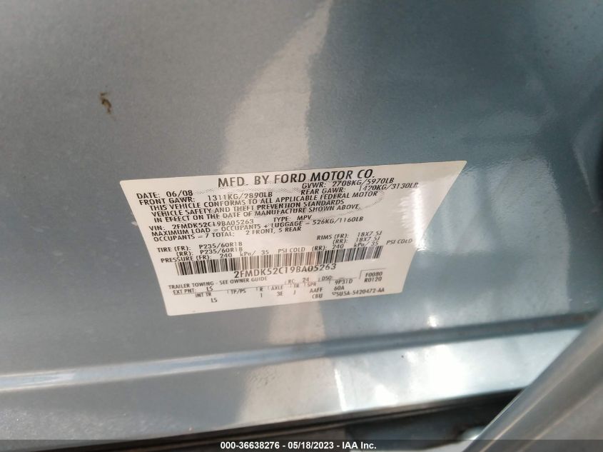 Photo 8 VIN: 2FMDK52C19BA05263 - FORD FLEX 