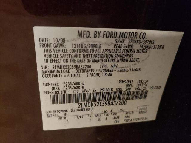 Photo 12 VIN: 2FMDK52C59BA37200 - FORD FLEX SEL 