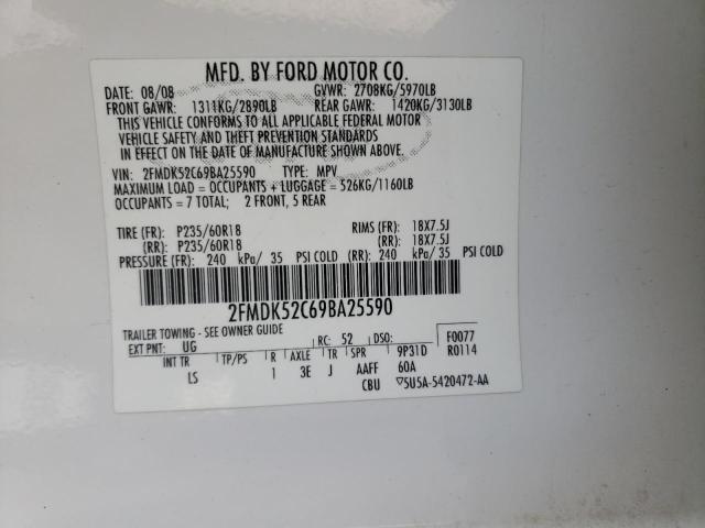 Photo 9 VIN: 2FMDK52C69BA25590 - FORD FLEX SEL 