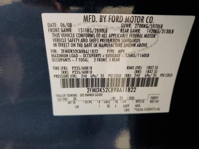 Photo 12 VIN: 2FMDK52C89BA11822 - FORD FLEX SEL 