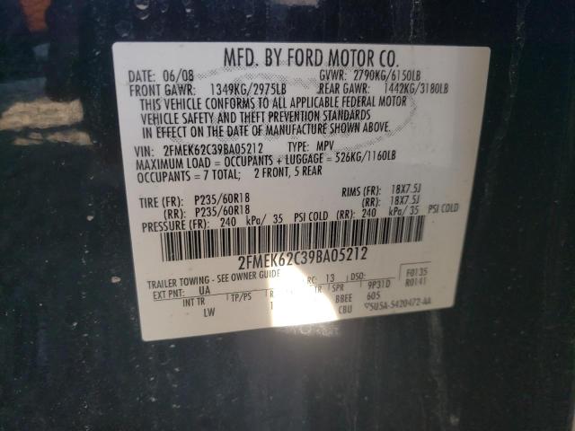 Photo 12 VIN: 2FMEK62C39BA05212 - FORD FLEX SEL 