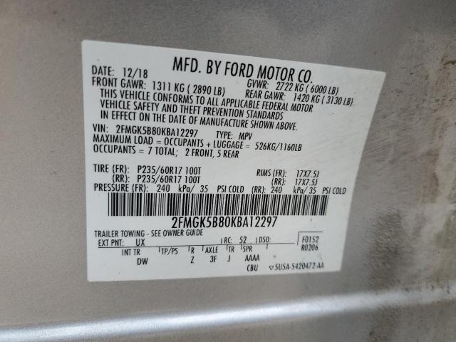 Photo 12 VIN: 2FMGK5B80KBA12297 - FORD FLEX SE 