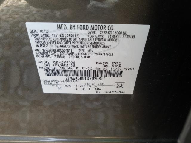 Photo 9 VIN: 2FMGK5B81DBD20811 - FORD FLEX SE 