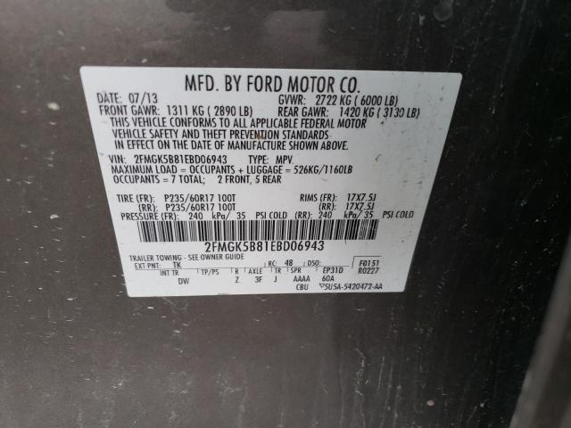 Photo 12 VIN: 2FMGK5B81EBD06943 - FORD FLEX SE 