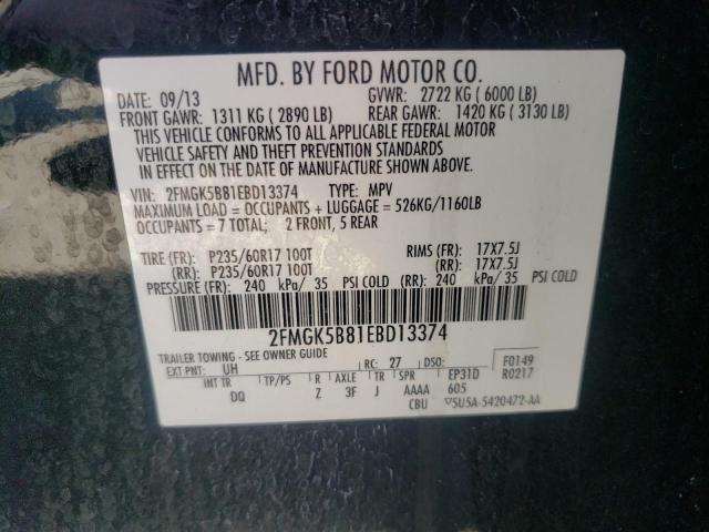 Photo 12 VIN: 2FMGK5B81EBD13374 - FORD FLEX 