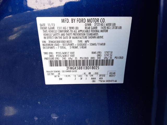 Photo 9 VIN: 2FMGK5B81EBD18025 - FORD FLEX SE 