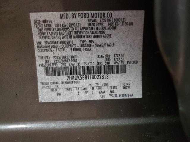 Photo 9 VIN: 2FMGK5B81EBD22818 - FORD FLEX SE 