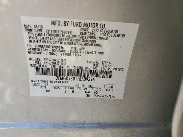 Photo 12 VIN: 2FMGK5B81FBA09396 - FORD FLEX SE 