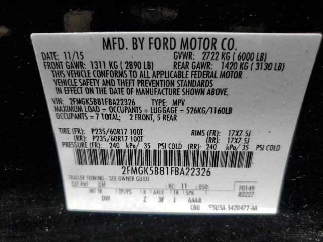 Photo 12 VIN: 2FMGK5B81FBA22326 - FORD FLEX SE 