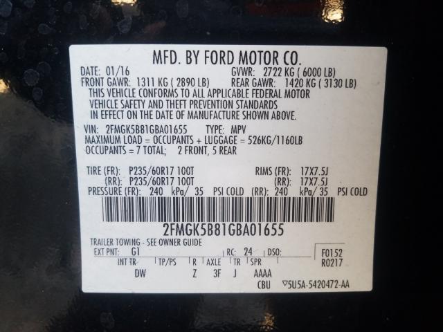 Photo 9 VIN: 2FMGK5B81GBA01655 - FORD FLEX 