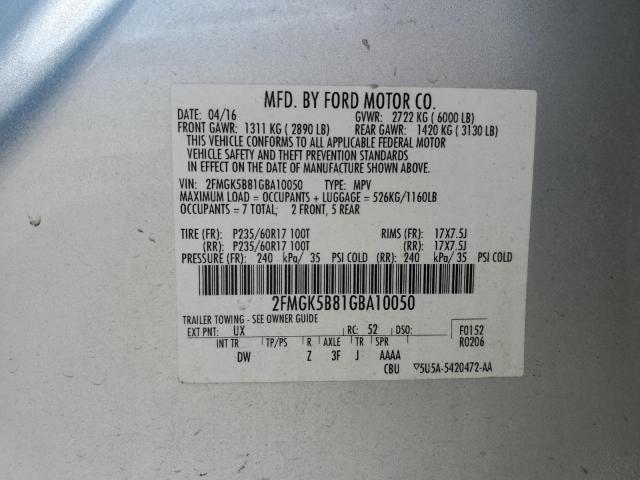 Photo 11 VIN: 2FMGK5B81GBA10050 - FORD FLEX 