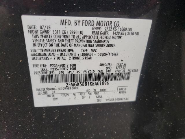 Photo 9 VIN: 2FMGK5B81KBA01096 - FORD FLEX SE 