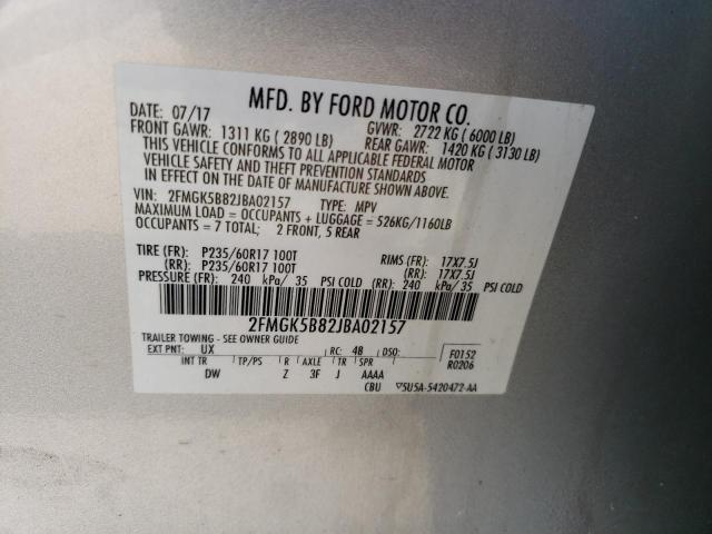 Photo 12 VIN: 2FMGK5B82JBA02157 - FORD FLEX 