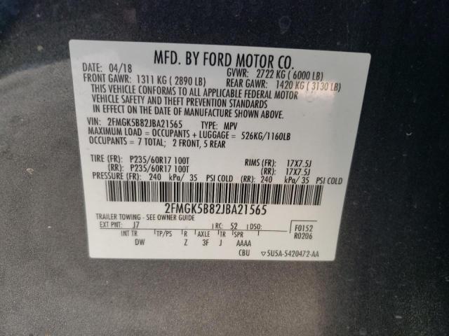 Photo 12 VIN: 2FMGK5B82JBA21565 - FORD FLEX SE 