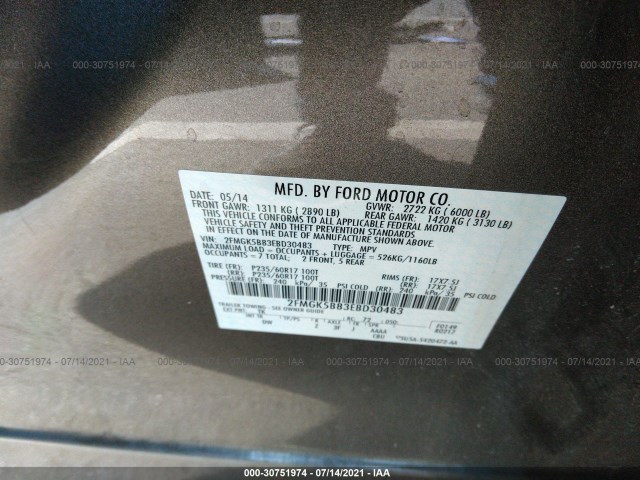 Photo 8 VIN: 2FMGK5B83EBD30483 - FORD FLEX 