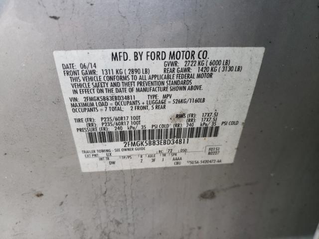 Photo 9 VIN: 2FMGK5B83EBD34811 - FORD FLEX SE 