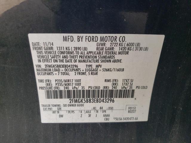 Photo 12 VIN: 2FMGK5B83EBD43296 - FORD FLEX SE 