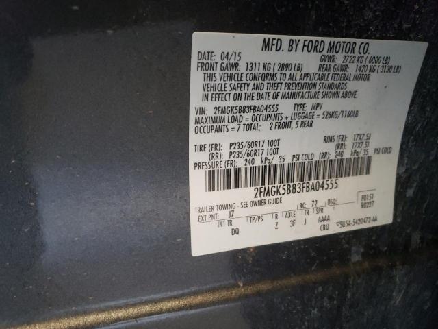 Photo 9 VIN: 2FMGK5B83FBA04555 - FORD FLEX 