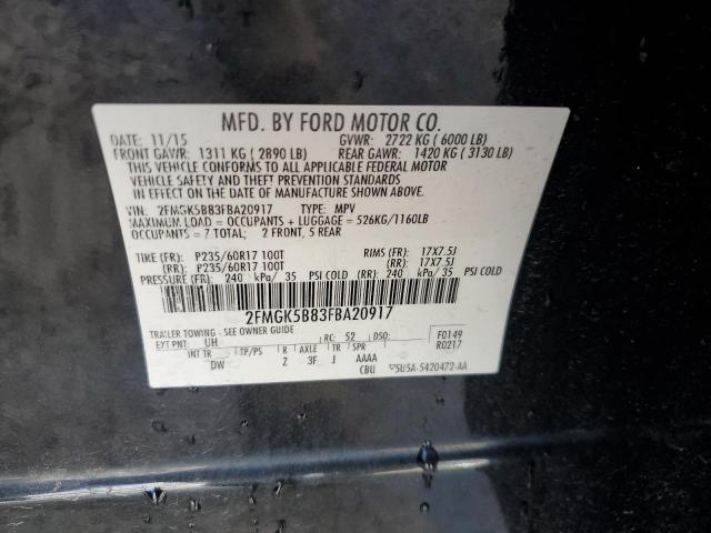 Photo 11 VIN: 2FMGK5B83FBA20917 - FORD FLEX SE 